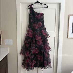 Lulu's Pink and Black Floral Dress
